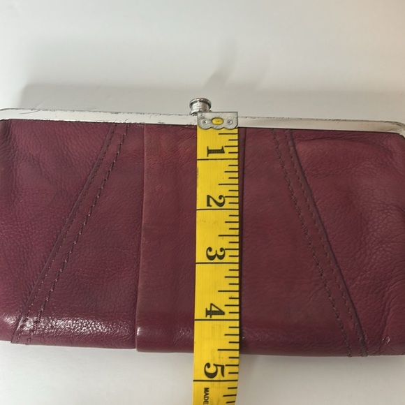 HOBO Burgundy Leather Clutch with Silver Trim - Picture 7 of 16
